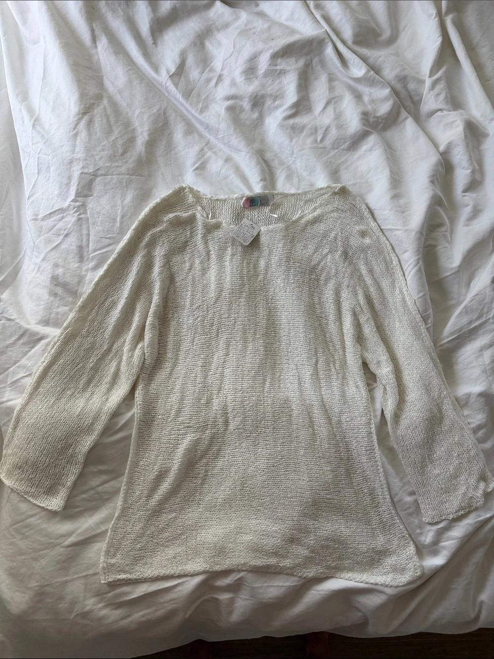 Free People Ivory Open-Knit Boatneck Swim Coverup